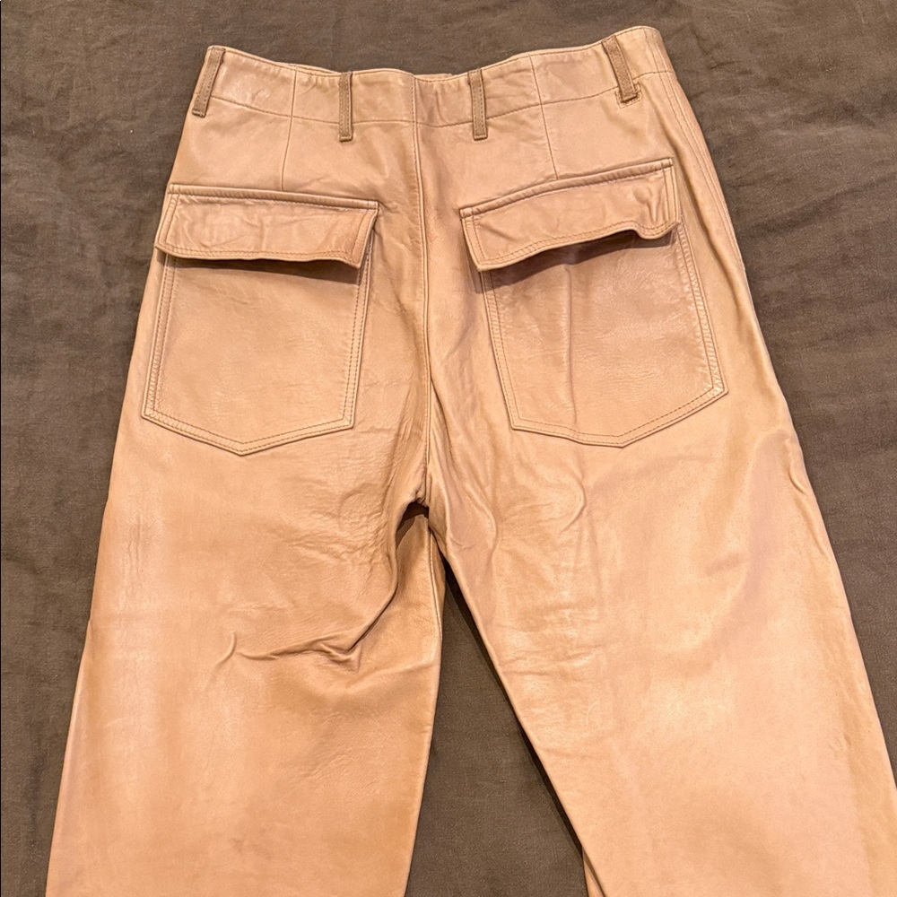 Zara Camel Leather Trousers - Picture 3 of 3